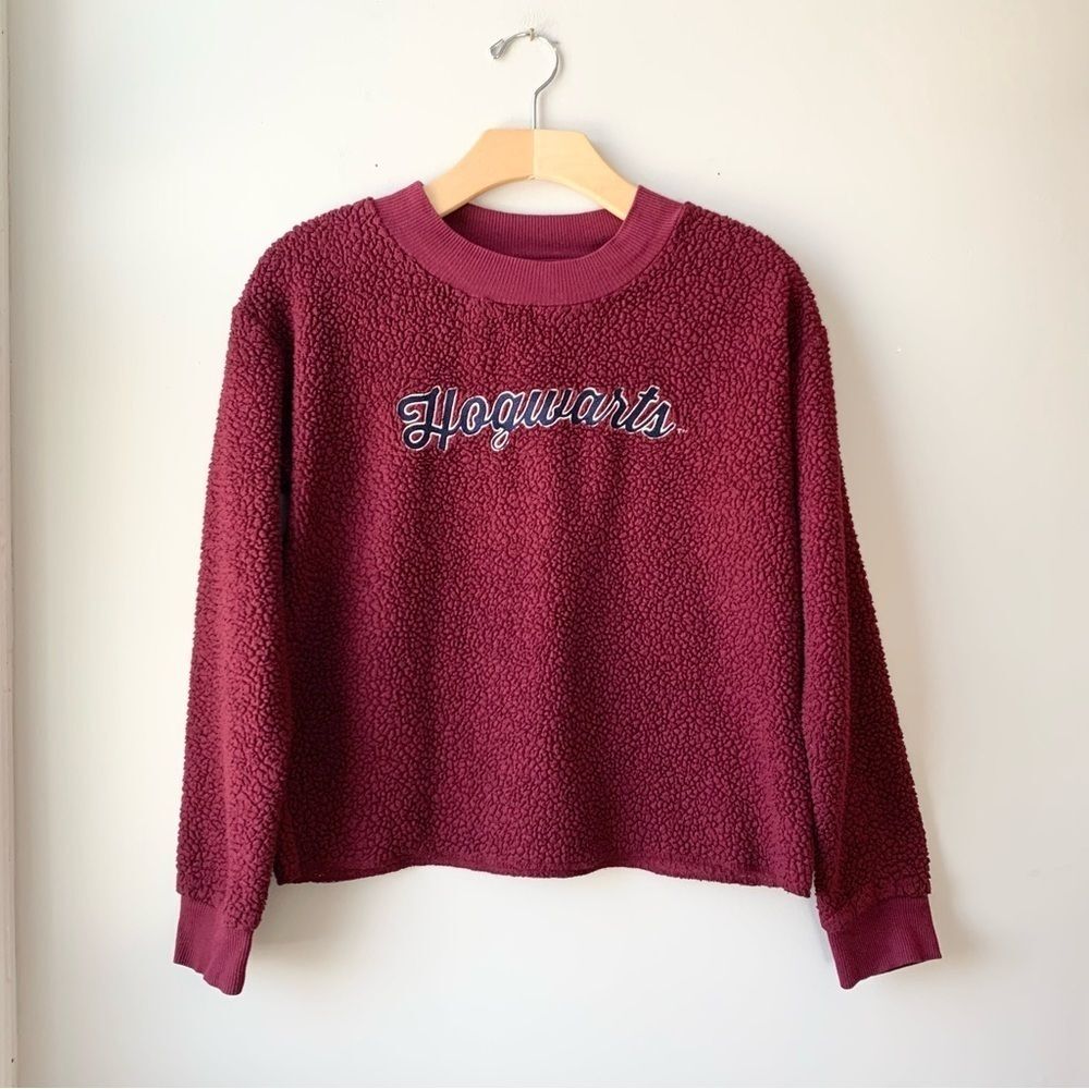Harry Potter Hogwarts Embroidered Maroon Fleece Pullover